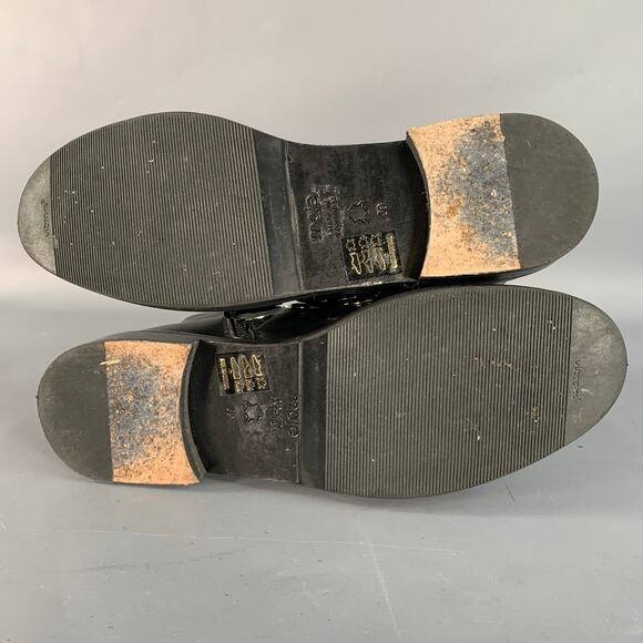 MAJE Size 9 Black Leather Studded Belted Side Zipper Military Ankle Boots - Picture 5 of 8